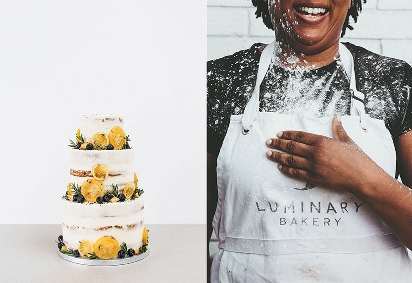 Cake and baker from Luminary Bakery