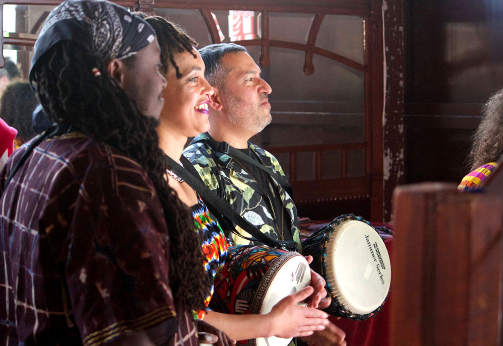 OWO L to R Zangi Liz Ikamba Darren Abrahams at Brighton Spiegeltent 2024 photographer Corrina Meyer